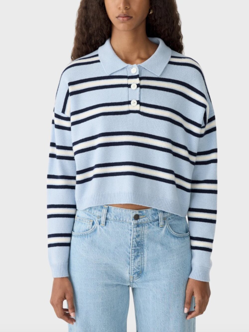 Bassike Striped Polo Knit Sweater